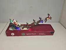 Santa Sleigh & Reindeer LED Lights Tabletop Decor Taking Off To Deliver Presents