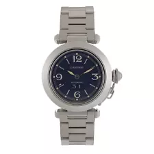 Cartier Pasha C 2475 Big Date Automatic 35mm Rare Blue Dial Ladies Watch