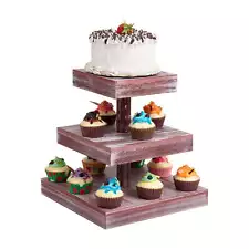 Three-Tier Square Cupcake Tower, Torchwood Group, Brown