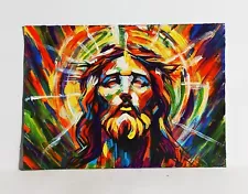 Jesus Christ Abstract ACEO Original People PAINTING by Leslie Popp