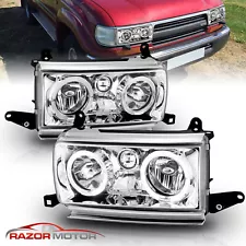 [LED Halo]For 1991 1992 1993 1994 Toyota Land Cruiser FJ82 Chrome Headlights (For: 1994 Toyota)