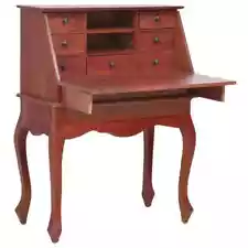 vidaXL Secretary Desk Brown 30.7"x16.5"x40.6" Solid Mahogany Wood FFG