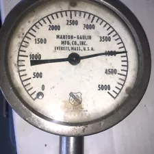 Vintage Manton-Gaulin Pressure Gauge 0-5000 Psi Or Temp? Heavy Duty! Untested