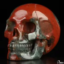 2.0" African Bloodstone Hand Carved Crystal Skull, Realistic, Crystal Healing