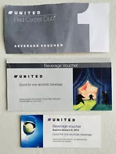 United Airlines Expired Beverage Vouchers - Lot of 3