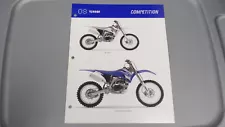 Yamaha 2008 Competition YZ450F Dealers Sales Specifications Chart Data Sheet