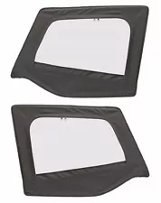 1988-1995 Wrangler YJ Soft Top Front Upper Door Windows Skins Black Denim Pair