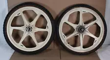 Old School GT Tomahawk Mags Mag Wheels White with Tires BMX Bike Bicycle Parts