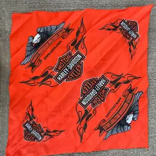 Harley Davidson Military Sales Orange Bandana Eagle & Flames Awesome 21" x 21"