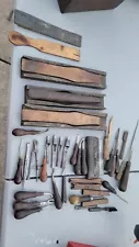 K755- CS Osborne Antique Leather Working Tool Saddlers Lot Huge Look Pics