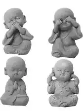 4Pcs Baby Buddha Statue Monks Figurine Sandstone Smiling Sculptures Feng Shui