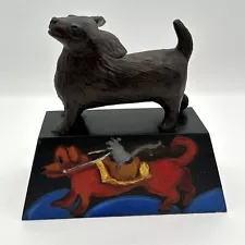 Rare Linda Carter Holman Folk Art Bronze Dog Sculpture 7 Of 35 Limited Edition