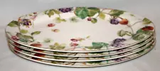 Grace Teaware Berries & Vines Fine Porcelain Oval Serving Plates Set of Four New