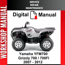 YAMAHA YFM700 GRIZZLY 700 700FI 2007 - 2012 SERVICE REPAIR SHOP MANUAL (For: 2010 Yamaha Grizzly 700)