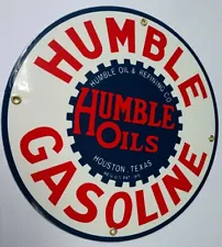 Humble Gas Oil Gasoline Porcelain Sign .. 10 or more ship for FREE