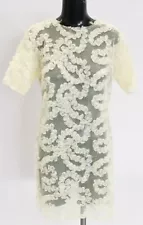 Nasty Gal Women's 3D Lace Floral Sheer T-Shirt Dress SG1 Ivory Medium NWT