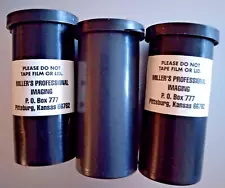 3 Empty Plastic Containers w/ Tight Lids for 120/220/620 Format Film "Miller's"