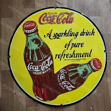 COCA-COLA PORCELAIN ENAMEL SIGN 30 INCHES ROUND