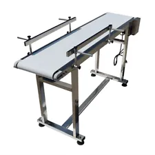 Food Grade Electric Belt Conveyor Double Guardrail Speed Adjustable 59" x 11.8"