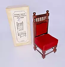 vintage miniature red velvet side chair by Concord Museum, 1:12 scale, IOB