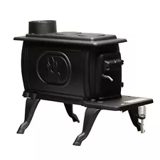 US Stove Company Rustic 900 Square Foot Clean Burning Cast Iron Log Wood Stove