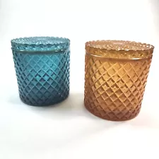 Sea & Sand Sawtooth Diamond Pattern Candle Jars (No Candles)