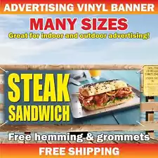 STEAK SANDWICH Advertising Banner Vinyl Mesh Sign Flag Burgers Subway Fast Food