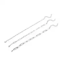 Stainless Steel Set of 3 Paperclip Bracelet Birthday Gifts Jewelry for Women