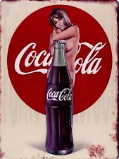 Coca Cola Bottle Pin-up 9" x 12" Sign