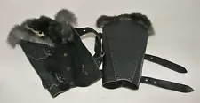 New ListingBlack Leather Medieval Steampunk Wrist Gauntlets Renaissance w/fur