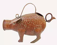 SMITH & HAWKEN HAMMERED COPPER PIG WATERING CAN RUSTIC COUNTRY FARMHOUSE DECOR