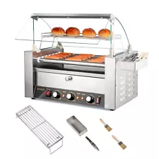 18 Hot Dog 7 Roller Grill Cooker Machine Electric With Cover, Bun Warmer 1200W