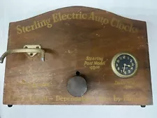 Rare Vintage 1930's Sterling Electric Auto Clocks Wooden Display