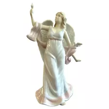 Heavenly Angels Porcelain Angel Figure Holding Diamond & Bird - In Box