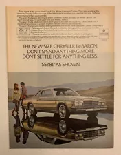 1978 Chrysler LeBaron Print Ad Coupe Original Don’t Settle For Anything Less