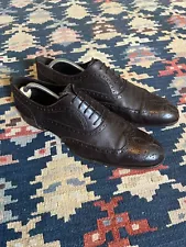 Men’s Louis Vuitton Quatrefoil Wingtip Brogue Oxford Brown Leather Made In Italy