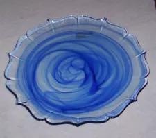 AKCAM Artistic Accents Glass Cobalt Blue DINNER Plates Set of 5 NEW