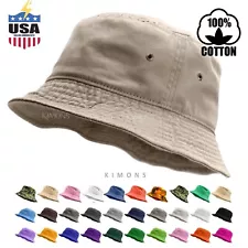 Bucket Hat Summer Cotton Fishing Boonie Brim Visor Sun Safari Camping Cap BK