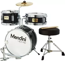 Mendini By Cecilio Kids Drum Set, Junior Kit with 4 Drums - Black Metallic-