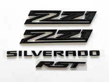 2019-2023 Matte Black Chevrolet Silverado RST Z71 Emblem Nameplate Badge Kit 4pc (For: 2019 Silverado 1500 RST)