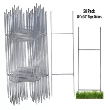 Sturdy Metal H Frame Wire 50 pack Step Stakes for Yard Signs(10 x 30 inch)