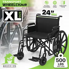 [FDA APPROVED]Foldable Manual Extra-Wide Seat Wheelchair /w Adjustable Foot Rest