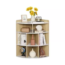 5-Tier Corner Bookshelf Storage Cabinet Organizer Display Rack Wooden Bookcase