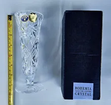 Clear Flower Bud Vase Bohemia Czech Republic Lead Crystal Glass 7" NEW With BOX