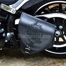 LEATHER SWINGARM SADDLE BAG FOR HARLEY-DAVIDSON SOFTAIL BREAKOUT FATBOY SKULL