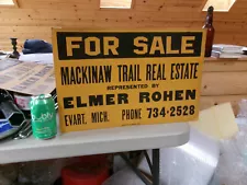 2 VINTAGE FOR SALE CARDBOARD SIGNS MAKINAW TRAIL REAL ESTATE EVART MI 12" x 18"