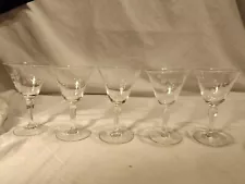 Etched Antique Cordial Liquor Drinking Glasses Set Of 5