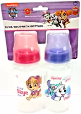 ð¼ FACTORY SEALED 2 Baby Bottles 11oz PAW PATROL SKYE EVEREST BPA-Free Silicone