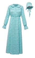 Pioneer Costumes for Women Pioneer Prairie Dress Women Pioneer Trek Large Blue