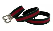 Gucci Auth 34 in 85 cm Reversible Black Red Green Web Leather Silver Buckle Belt